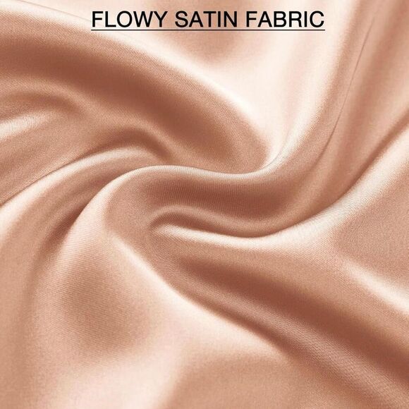 Champagne Pink Satin Midi Skirt - Picture 2 of 3